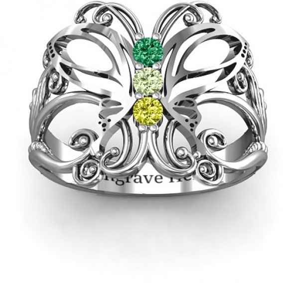 Sterling Silver Precious Butterfly Ring - Name My Jewelry ™