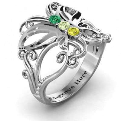 Sterling Silver Precious Butterfly Ring - Name My Jewelry ™