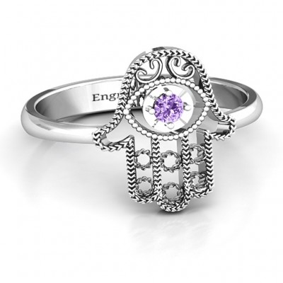 Sterling Silver Protection Hamsa Ring - Name My Jewelry ™
