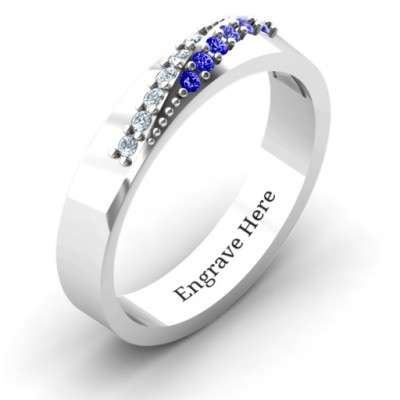 Sterling Silver Ridge Accent Diagonal Peak Women's Ring - Name My Jewelry ™