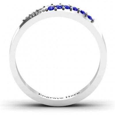 Sterling Silver Ridge Accent Diagonal Peak Women's Ring - Name My Jewelry ™