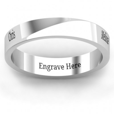 Sterling Silver Ridge Diagonal Peak Women's Ring - Name My Jewelry ™