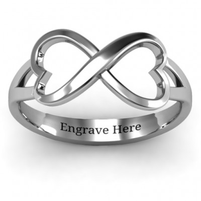 Sterling Silver Simple Double Heart Infinity Ring - Name My Jewelry ™