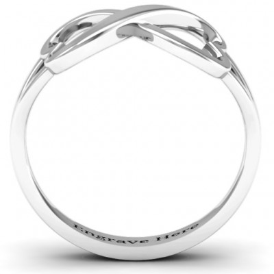 Sterling Silver Simple Double Heart Infinity Ring - Name My Jewelry ™