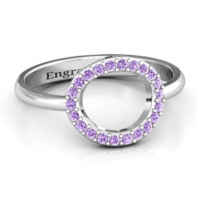 Sterling Silver Single Accented Circle Karma Ring - Name My Jewelry ™