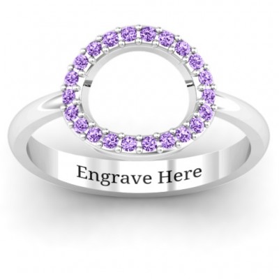 Sterling Silver Single Accented Circle Karma Ring - Name My Jewelry ™