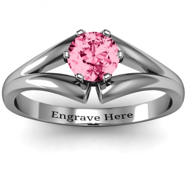 Sterling Silver Solitaire Split Shank Ring - Name My Jewelry ™