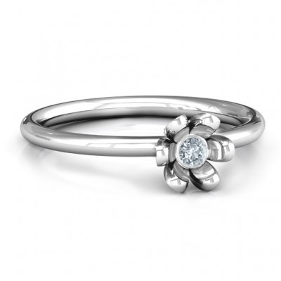 Sterling Silver Stone in 'Magnolia' Ring  - Name My Jewelry ™