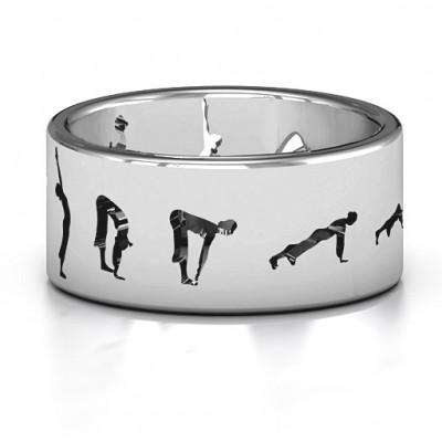 Sterling Silver Sun Salutation Pose Ring - Name My Jewelry ™