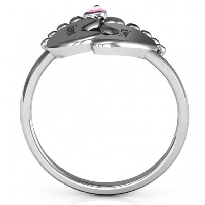Sterling Silver Toe-tally In Love Engravable Birthstone Footprint Ring  - Name My Jewelry ™