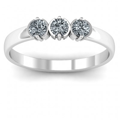 Sterling Silver Trinity Ring with Cubic Zirconias Stones  - Name My Jewelry ™