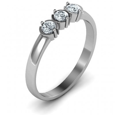 Sterling Silver Trinity Ring with Cubic Zirconias Stones  - Name My Jewelry ™