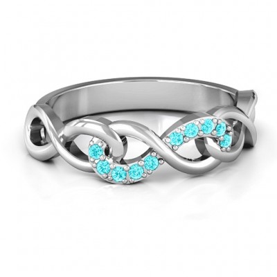 Sterling Silver Triple Entwined Infinity Ring with Accents - Name My Jewelry ™