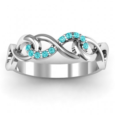 Sterling Silver Triple Entwined Infinity Ring with Accents - Name My Jewelry ™