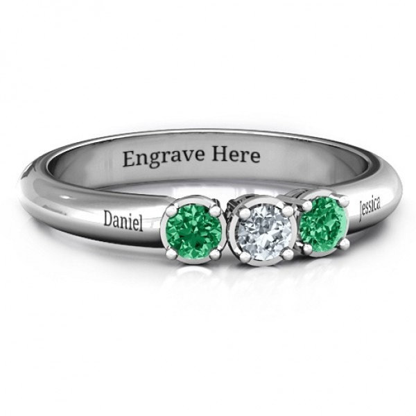 Sterling Silver Triple Round Stone Ring  - Name My Jewelry ™