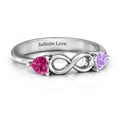 Sterling Silver Two Hearts to Infinity Ring - Name My Jewelry ™