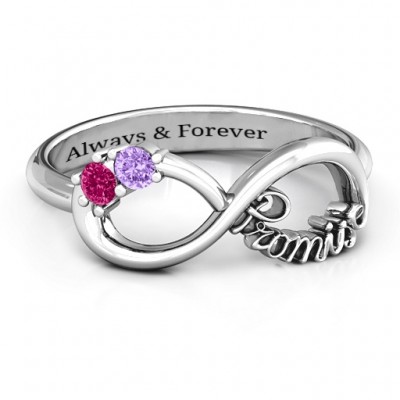 Sterling Silver Two Stone Promise Infinity Ring  - Name My Jewelry ™