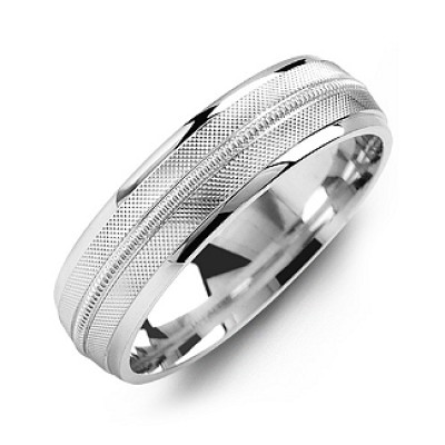 Textured Men's Ring with Centre Milgrain Detail - Name My Jewelry ™