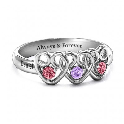 Three's Company Triple Heart Gemstone Ring  - Name My Jewelry ™