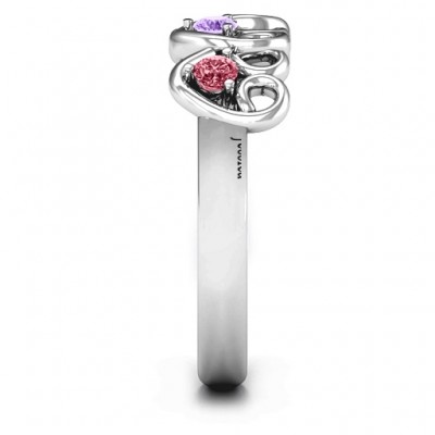 Three's Company Triple Heart Gemstone Ring  - Name My Jewelry ™