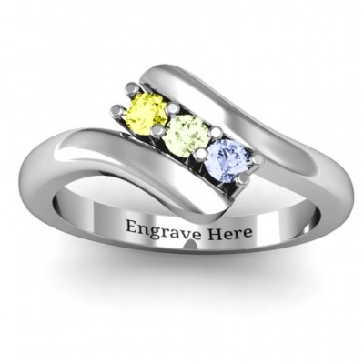 Three Stone Classic Bypass Ring  - Name My Jewelry ™