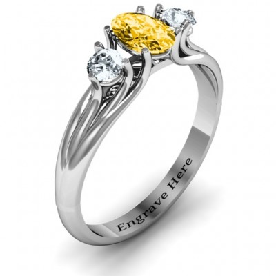 Three Stone Oval Centre Ring  - Name My Jewelry ™