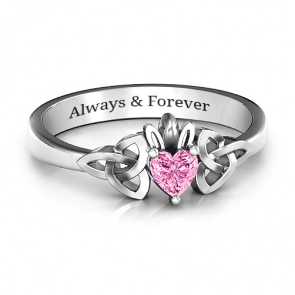 Trinity Knot Heart Crown Ring - Name My Jewelry ™