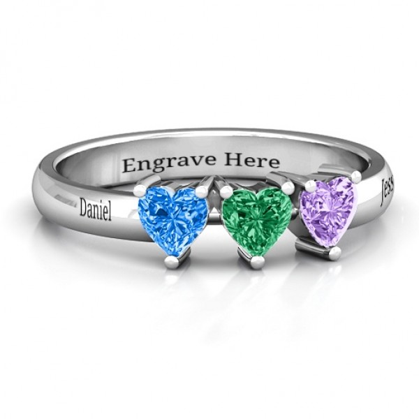 Triple Heart Stone Ring  - Name My Jewelry ™