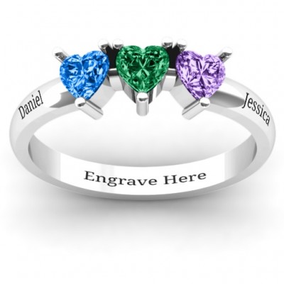 Triple Heart Stone Ring  - Name My Jewelry ™