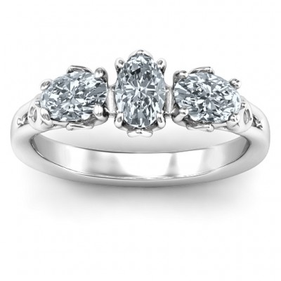 Triple Oval Stone Engagement Ring  - Name My Jewelry ™