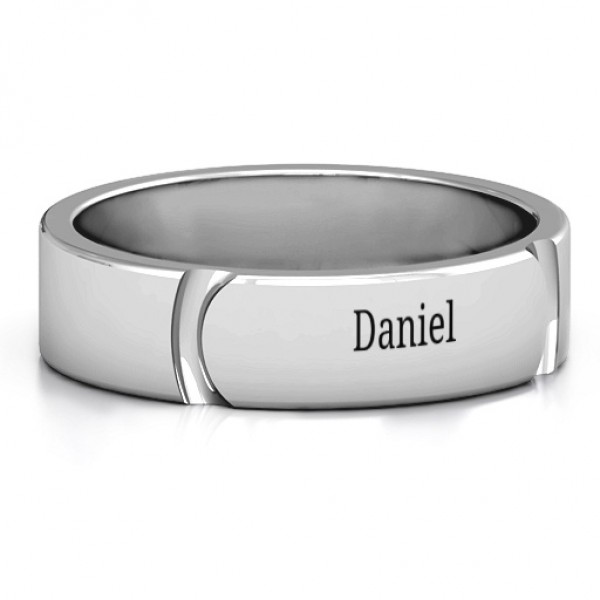 Tungsten Lysander Curved Groove Men's Ring - Name My Jewelry ™
