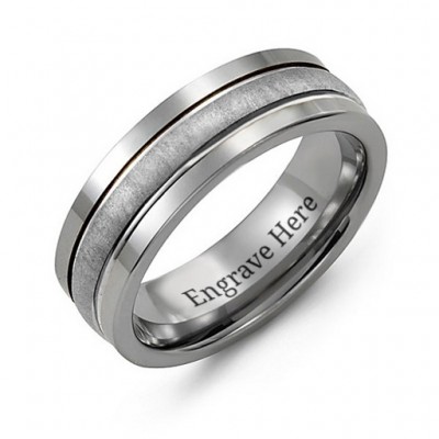 Tungsten Men's Brushed Centre Tungsten Band Ring - Name My Jewelry ™