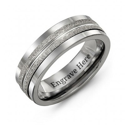 Tungsten Men's Double Row Brushed Tungsten Band Ring - Name My Jewelry ™