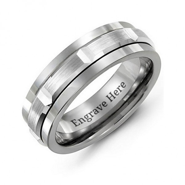 Tungsten Men's Polished Centre Tungsten Band Ring - Name My Jewelry ™