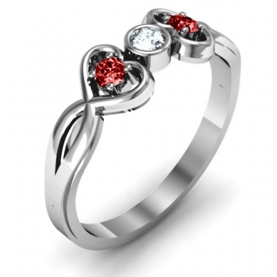 Twin Hearts with Centre Bezel Ring - Name My Jewelry ™
