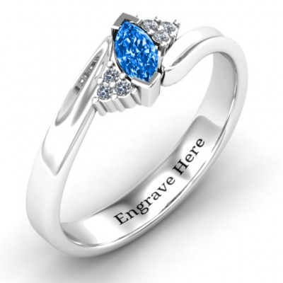 Twisted Marquise Ring with Shoulder Accents - Name My Jewelry ™