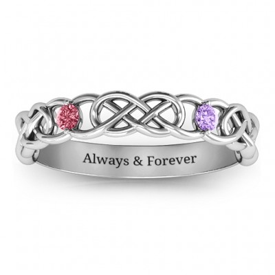 Two-Stone Interwoven Infinity Ring  - Name My Jewelry ™
