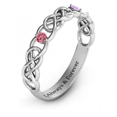 Two-Stone Interwoven Infinity Ring  - Name My Jewelry ™