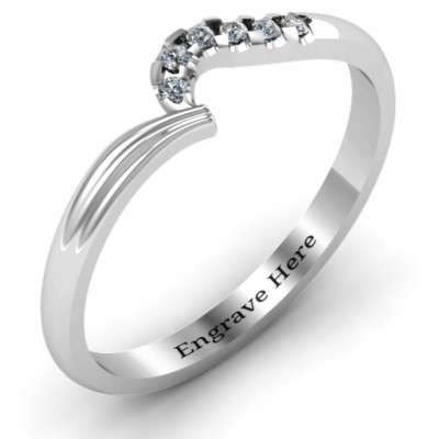 Wave Band Ring with Stone Accents  - Name My Jewelry ™