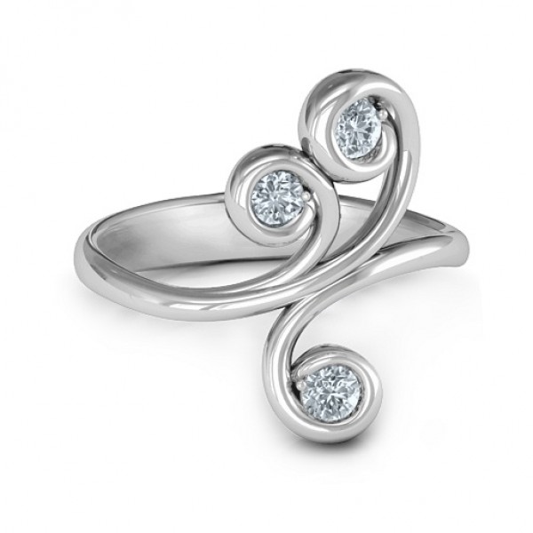 Whimsical Waves 3-Stone Ring  - Name My Jewelry ™