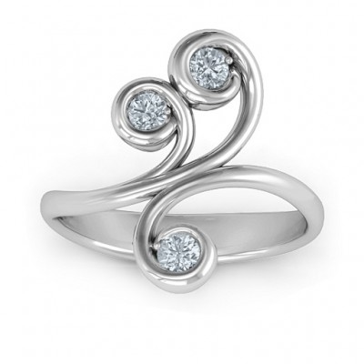 Whimsical Waves 3-Stone Ring  - Name My Jewelry ™