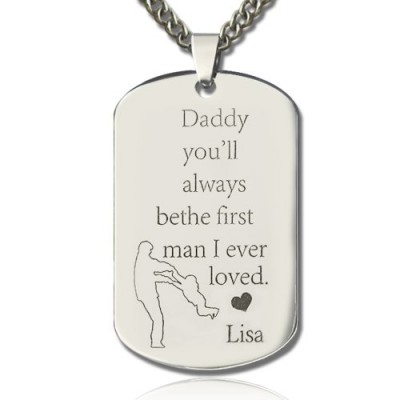 Father's Love Dog Tag Name Necklace - Name My Jewelry ™