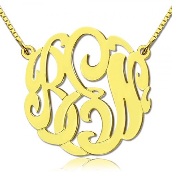 18ct Gold Plated Large Monogram Necklace Hand-painted - Name My Jewelry ™
