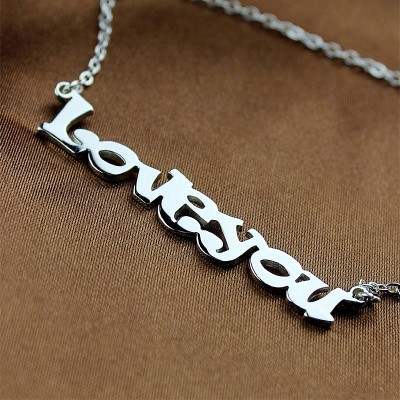 Cute Cartoon Ravie Font 18ct White Gold Plated Name Necklace - Name My Jewelry ™