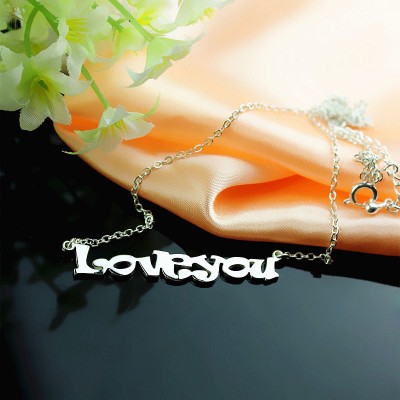 Cute Cartoon Ravie Font 18ct White Gold Plated Name Necklace - Name My Jewelry ™
