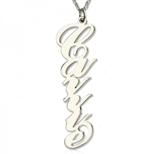 personalized Vertical Carrie Style Name Necklace Silver - Name My Jewelry ™