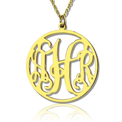 18ct Gold Plated Circle Monogram Necklace - Name My Jewelry ™