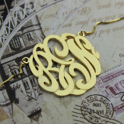 18ct Gold Plated Large Monogram Necklace Hand-painted - Name My Jewelry ™