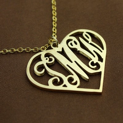18ct Gold Plated Silver 925 Initial Monogram personalized Heart Necklace-Single Hook - Name My Jewelry ™