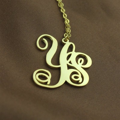 18ct Gold Plated 2 Initial Monogram Necklace - Name My Jewelry ™